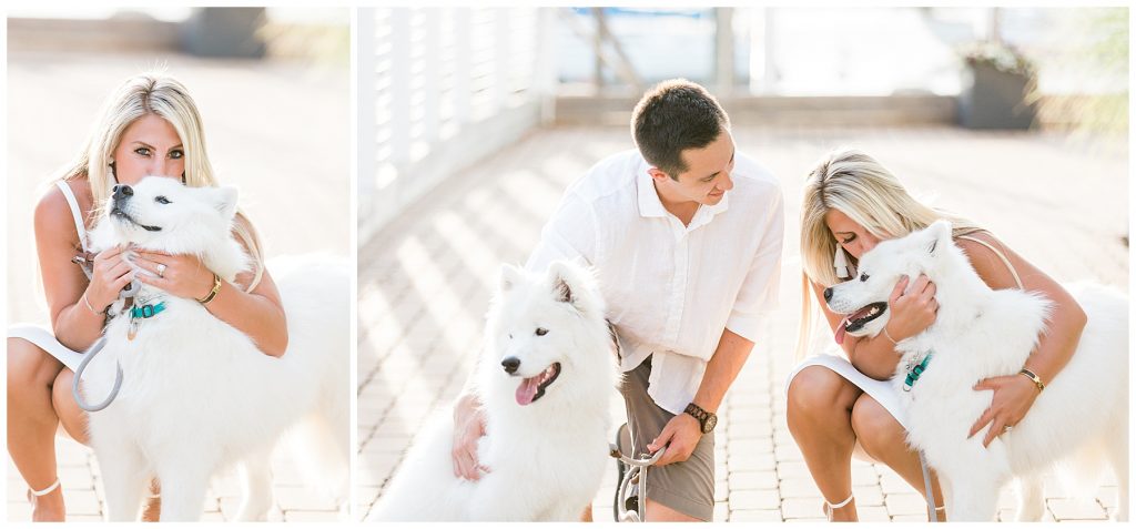 Wife and Husband hugging their dogs in Connecticut Family Session