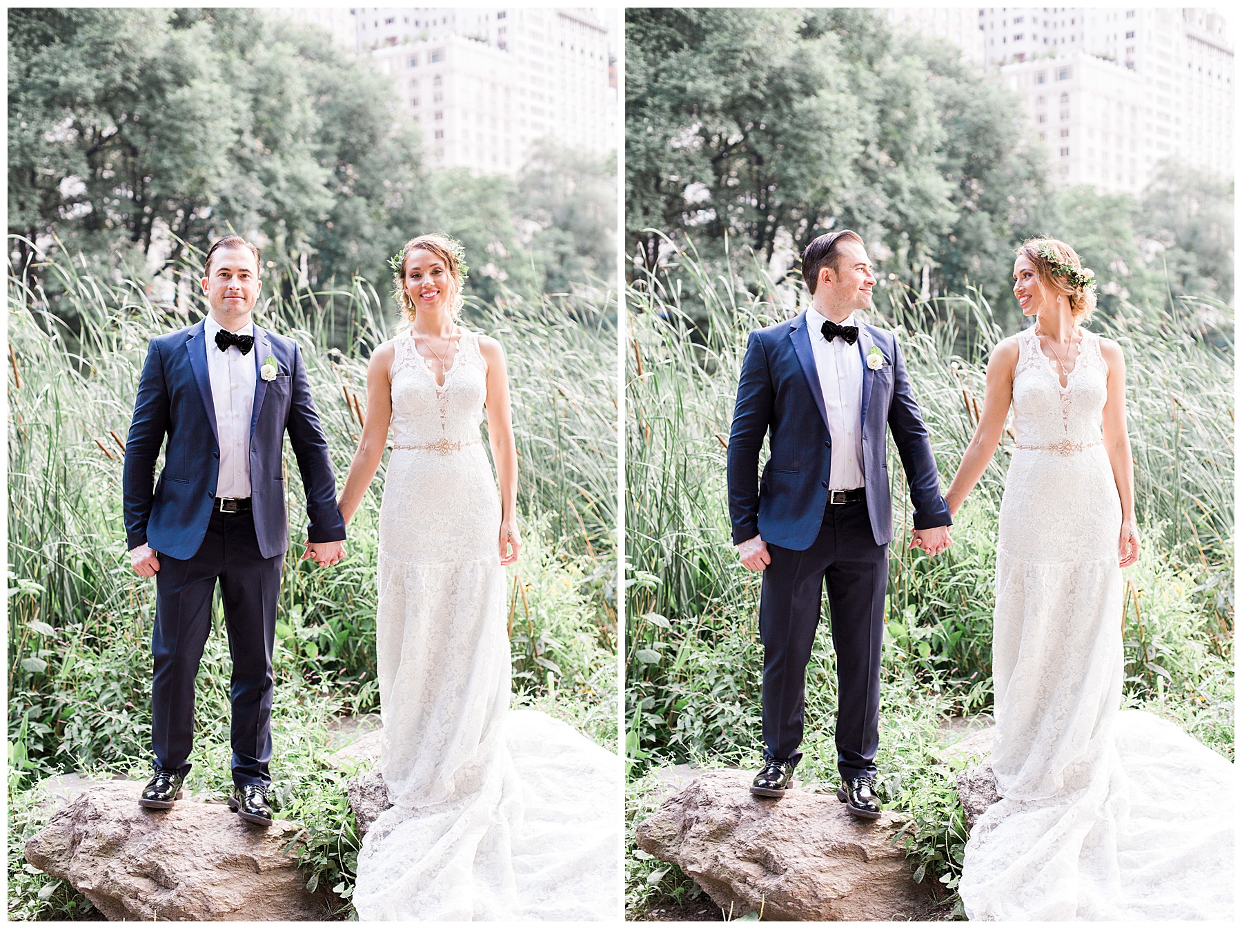 central park wedding bride and groom portrait