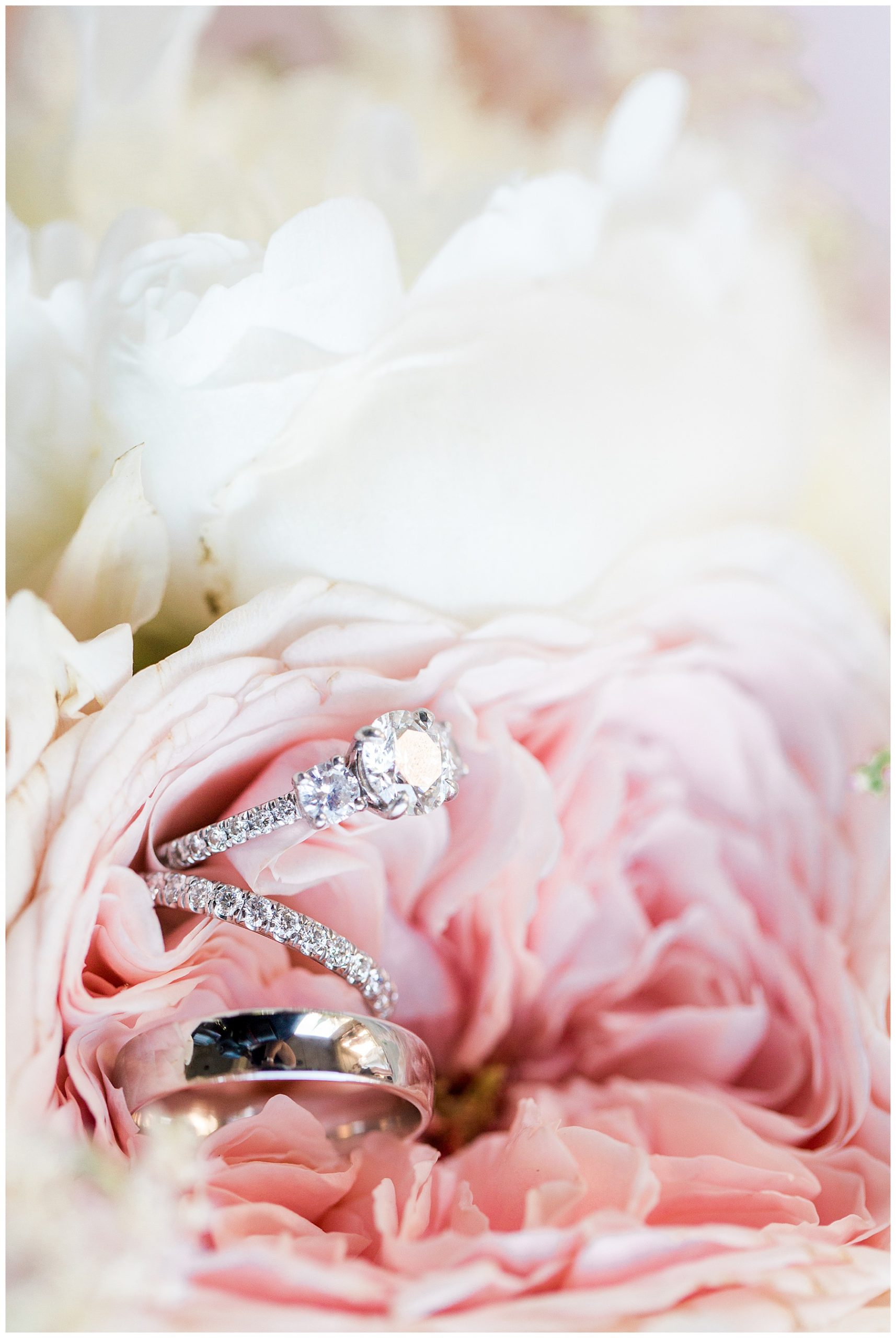 Bride and Groom Wedding Bands in Bridal Bouquet