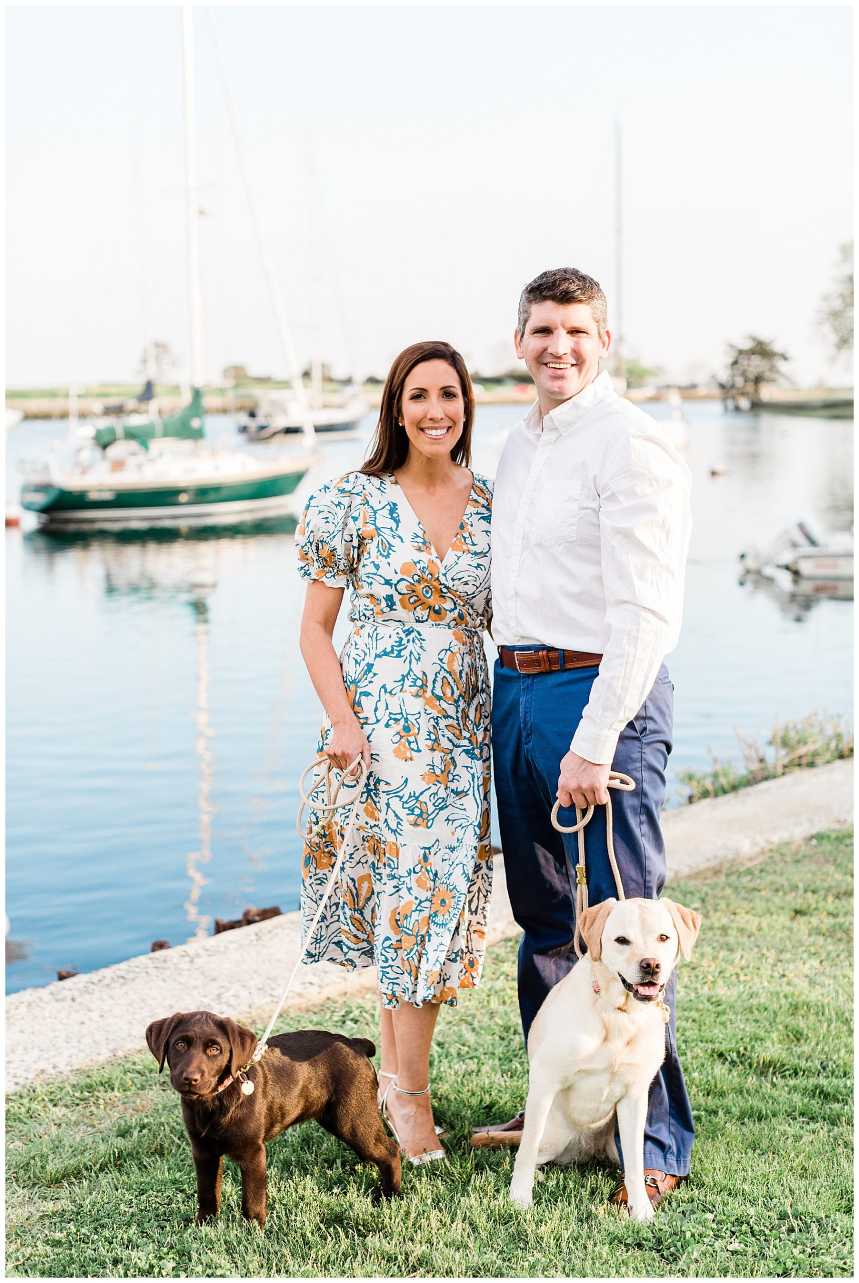 Bride-and-groom-with-dogs-engagement-session
